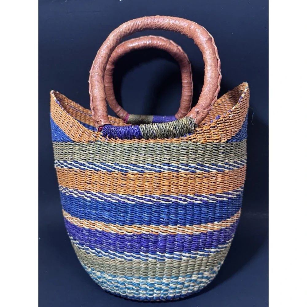 African Bolga Basket U Shopper Tote Basket